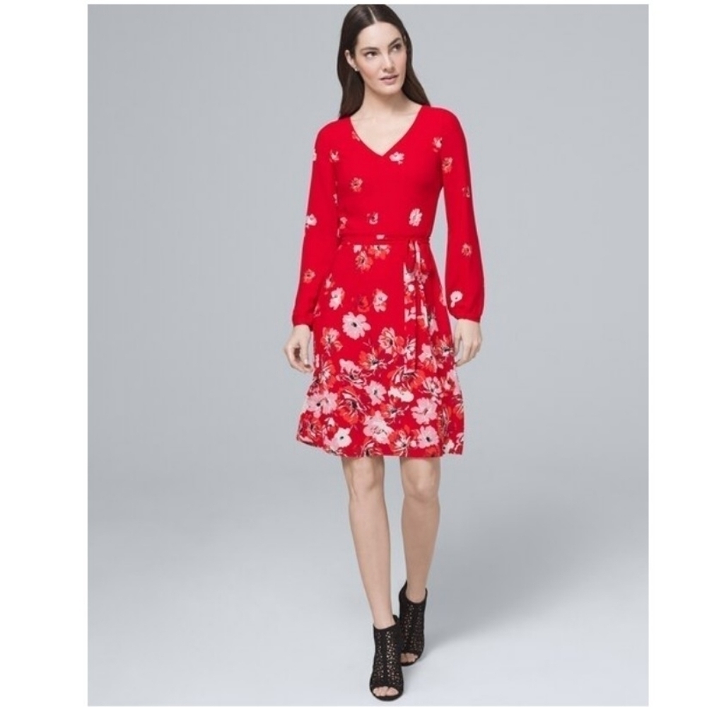 WHBM Floral- Print Soft A-Line Dress